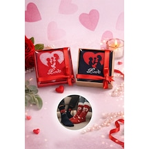 Inno Sevgililer Günü Özel Hediye Kutulu 2 Çift Love Desen Çorap Kırmızı