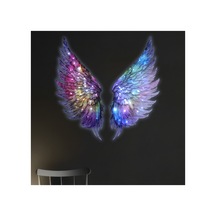 Kişiselleştirilebilir Led Işıklı Epoksi Cam Tablo Violet Mor Melek Kanadı Beyaz - 737209228 Beyaz