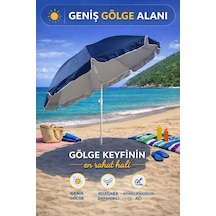Lacivert-bej 200 Cm Ayarlanabilir Fon Model Plaj Şemsiyesi