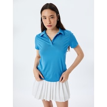 Koton Polo Yaka Kısa Kollu Slim Fit Spor Tişört Turkuaz 5sak10012nk Turkuaz