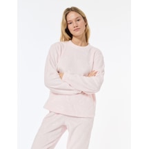 Koton Beli Bağlamalı Rahat Kalıp Yılbaşı Temalı Peluş Pijama Altı Pembe Desenli 6wlk40074mk Pembe Desenli
