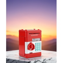 Atm Görünümlü Kırmızı Elektronik Şifreli Kumbara Uczzzsam53numberbank-2 Çok Renkli