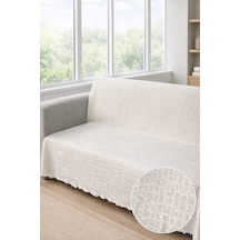 Çakıl Desen Kaymaz Yıkanabilir Pamuklu Koltuk/çekyat Örtüsü 180x220 Ebat Oturma Ve Sırt Bej