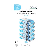 Ekstra Kalın Nitril Mavi Plus Muayene Eldiveni Xl - 5 Paket 100'lü