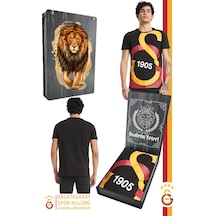 Galatasaray Lisanslı Büyük Logolu T-shirt Gs Aslan Baskılı Ahşap Kutulu 099 Siyah