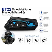 Bt22 Motorsiklet Kaskı İntercom Bluetooth Kulaklık Su Geçirmez Mikrofon Dahil Her Kask Tipine Uygun Bluetooth 5.0 Müzik Mikrofon Çağrı