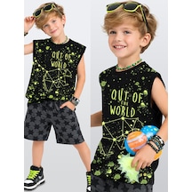 Denokids Out Of World Erkek Çocuk T-shirt Şort Takım Çok Renkli