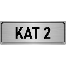 Metal Yönlendirme Levhası, Departman Kapı İsimliği Kat 2 10x20 cm Gümüş Renk