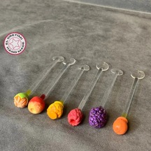 Uretti - Pınar 2572 - El Yapımı Özel Tasarım 6'lı Set Cam Çay Kaşığı Şeffaf