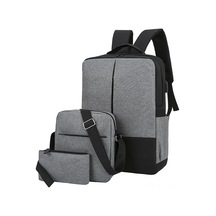 Suofeng Erkek Üniversite Öğrencisi İş Çantası 15.6" Laptop Bölmeli Çok Fonksiyonlu Gri 3'lü Set Sırt Çantası Gri