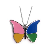 Kelebek Butterfly Paslanmaz Çelik Kolye Çok Renkli