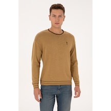 U.S. Polo Assn. Erkek Comfort Fit Bisiklet Yaka Hardal Kazak 50315022-VR151