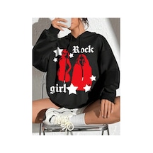Tarzsokak Coke Serisi Figure & Letter Graphic Drop Shoulder Drawstring Hoodie Siyah