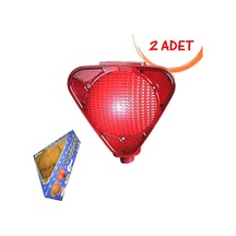Çakar Lamba Üçgen Flaşör Güneş Enerjili Ledli Solar Uyarı İkaz Flaşörü Kırmızı 2 Adet