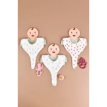 E&f Store Kız Bebek 3'lü Sıvı Geçirmez Emzik Tutucu Mama Önlüğü - Model 1 Çok Renkli