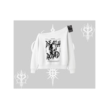 Tarzsokak Kayık Yaka Sweatshirt Death Road Memento Mori Street Manifest Beyaz