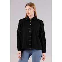 Verymoda Metal Detaylı Gömlek - F1326 SİYAH