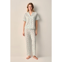 Suwen Melinda Pamuklu Gömlek Yaka Pijama Takımı Sh26607660b1141 Yeşil