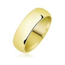 6 Mm Düz Bombeli Gold Gümüş Alyans Sl2371 Gümüş