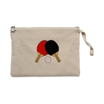 Ping Pong Rackets Colored Krem Clutch Astarlı Cüzdan / El Çantası Krem