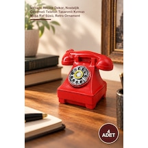 4 Adet Ankesörlü Telefon Biblosu Vintage Reçine Dekor, Nostaljik Çevirmeli Telefon Tasarımlı Kırmızı Masa Raf Süsü, Retro Ornament