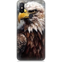 Xiaomi Redmi Note 6 Pro Uyumlu Asil Beyaz Başlı Siyah Kartal Desenli Silikon Kılıf