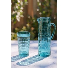 Akrilik Allegra Aquamarin 7 Parça Su Meşrubat Kahve Yanı Bardağı 750 Ml Ve Akrilik Allegra Aquamarin 1,5 Lt Sürahi Cam Değildir Turkuaz