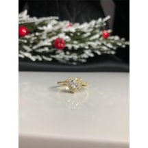 Vog Swarovski Taşlı Beyaz Kalpli 925 Ayar Gümüş Yüzük