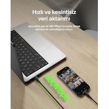 Eco Örgülü Usb-c - Usb-c Kablosu, 3 M, 240 W, Yumuşak, Esnek Hızlı Şarj Kablosu, 16, Galaxy S25, 9, Macbook, İpad Pro Ve Daha Fazlası İçin Tip-c Şarj Kablosu - Siyah Usb 2.0