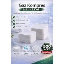 Kompres 5x5 Cm 8 Katlı 500 Adet Steril Olmayan Tel Tel Spanç Pansuman Bezi