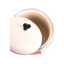 Black Cupid Kalp Desenli Emaye Yoğurt/bakliyat Bakracı 20cm-3 Litre-tüm Ocaklarla Uyumlu Bej