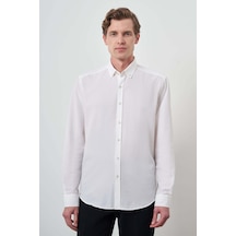 Morven Erkek Beyaz Pamuk Trend Dynamic Fit Düğmeli Yaka Gömlek 25ms004027600 Beyaz Beyaz