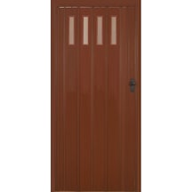 1 Sıra Camlı Akordeon Kapı, Ceviz Ahşap Desenli, 72x200cm