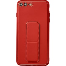 Uray Store Apple iPhone Uyumlu  7 Plus Kılıf Coco Deri Standlı Kapak - Kırmızı