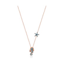 Emılıano Jewellery 925 Ayar Gümüş Zirkon Taşlı Deniz Atı Kolye Gold - Rose Gold - Gümüş