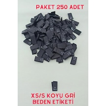 Xs-s Mbm Koyu Gri Renk Orta Katlama Beden Etiketi 250 Adet