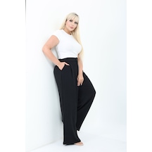 Kadın Siyah Yüksek Bel Bol Paça Salaş Kumaş Pantolon 33d-2812