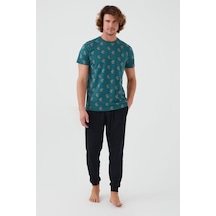 Arnetta Palm Tree Yeşil Erkek Kısa Kol Pijama Takım Yeşil