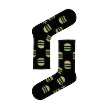 Carnaval Socks Siyah Hamburger Desenli Tenis Çorap Renkli Çok Renkli