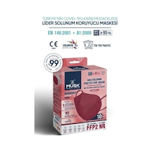 Musk  Ffp2 Maske Bordo Renk 10 Adet
