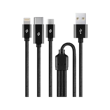 Alumicable Trio Şarj Kablosu 1mt. Type-c, Lightning, Micro Usb Standart
