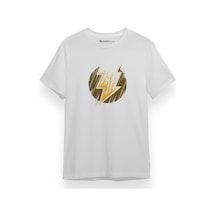 Black Adam Lightning Logo Beyaz Kısa Kol Erkek Tshirt 001
