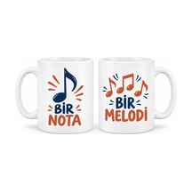 Bezos Bir Nota Bir Melodi 2'li Porselen Kupa Seti - Model 315 Nıda Çok Renkli