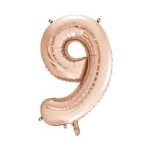 1 Adet 34 İnç 85 Cm Rose Gold Folyo Balon Helyum Balon 9 Yaş Balonu 9 Rakam Balon Rose Gold