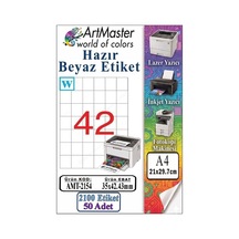 A4 Hazır Beyaz Etiket 35x42.43 Mm 42 Li 50 Sayfa 1 Paket Kendinden Yapışkanlı Fotokopi Lazer İnkjet Kağıdı Yazıcılar