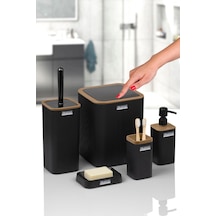 Mina Due Siyah Çizgili Kare 5'li Banyo Seti Siyah Mina Due Siyah Çizgili Kare 5'li Banyo Seti Siyah