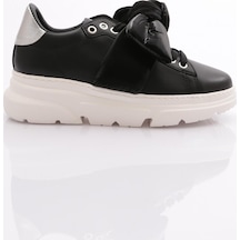 Dgn Es853 Kadin Kalin Taban Fiyonklu Sneakers Ayakkabi ES853-2007-R12593 Siyah - Beyaz
