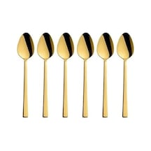 Parlak Gold Tatlı Kaşığı Seti, Kahvaltı Kaşık Seti, Paslanmaz Çelik, 6 Adet