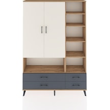 Arges Dolap 10 Raflı 4 Çekmeceli 2 Kapaklı 132x30x195 Çam-aytaşı/antrasit Aytası/antrasıt