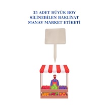 Yaz Sil Büyük Boy Sapla Bakliyat Etiketliği 35 Adet Manav Pazarcı Byz 001 Beyaz